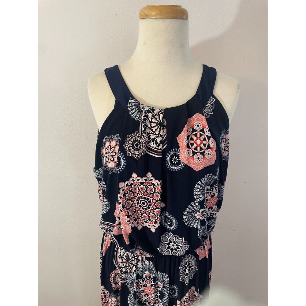 Robbie Bee Women's Printed Halter Maxi Dress Sz L ,Floral Navy Summer Boho Chic - Picture 10 of 11